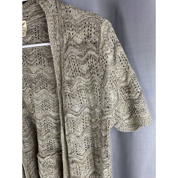Faded Glory Womens Sz 1X Open Front Brown Cardigan Short Sleeve - Picture 4 of 11